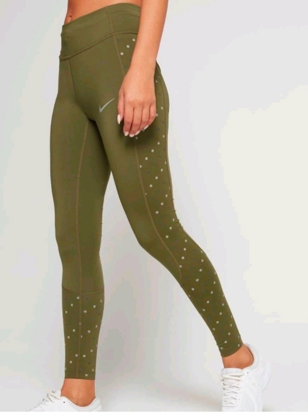 Nike Olive Green High-Waist Reflective Training Leggings